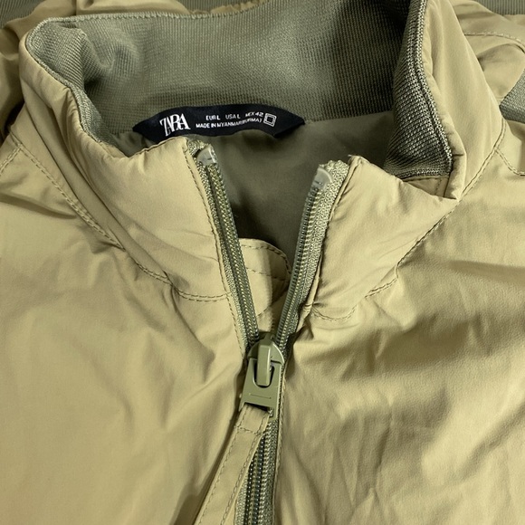 🔷Zara Mens Lightweight Bomber Jacket Olive Green Size Large - Picture 3 of 3